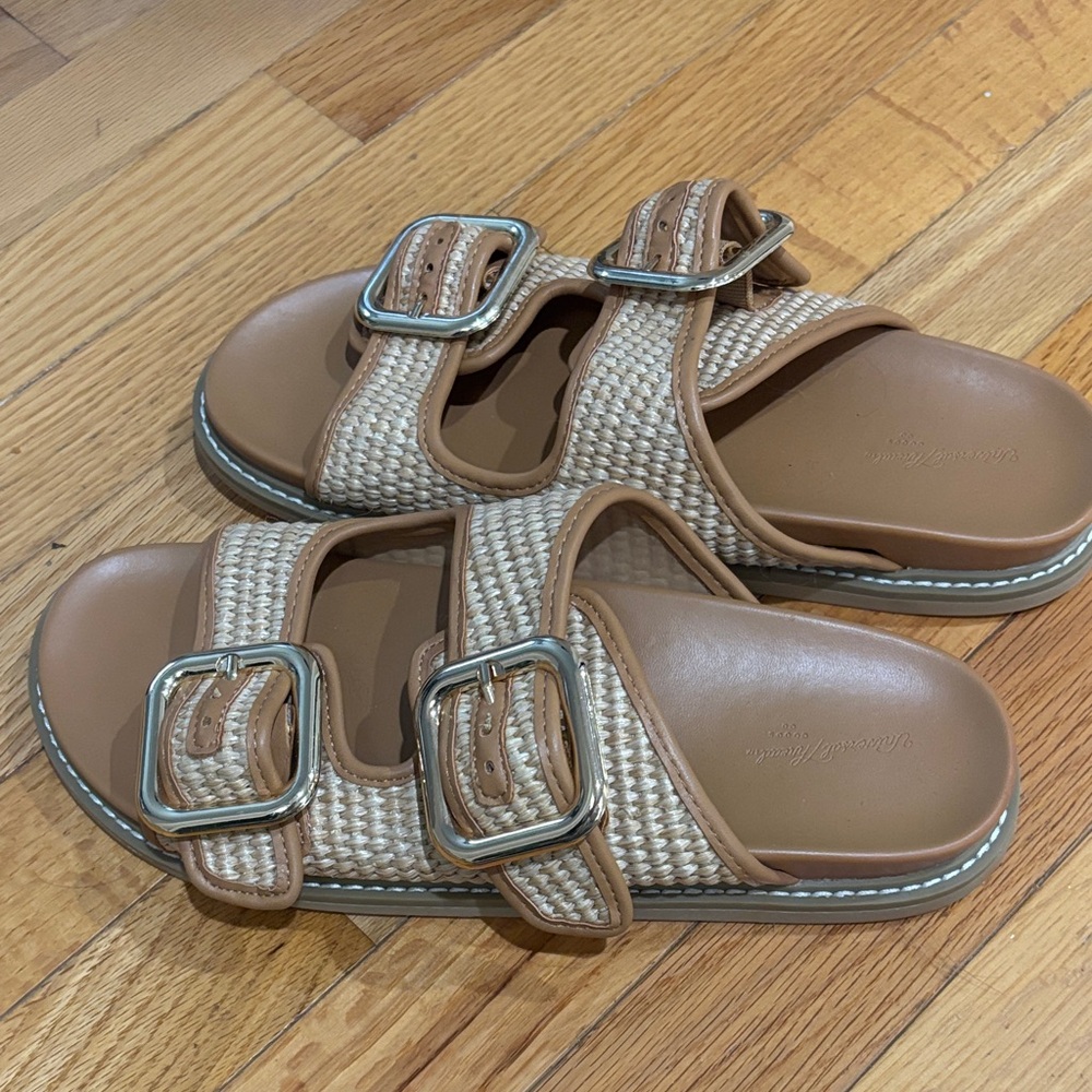 Women’s Tan Sandals with Buckles-never worn